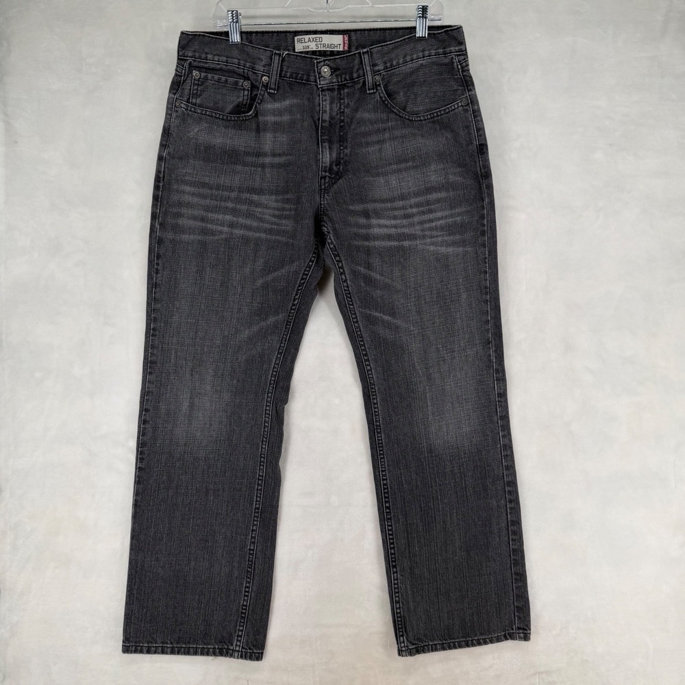 Vintage Y2K Levi's 559 Relaxed Straight Jeans 34x30 Black Charcoal Made Mexico